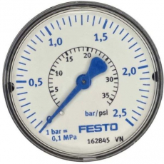 Manômetro FESTO MA-63-2,5-1/4-EN 162845 36psi 2,5bar Manômetro FESTO MA-63-2,5-1/4-EN 162845 36psi 2,5bar