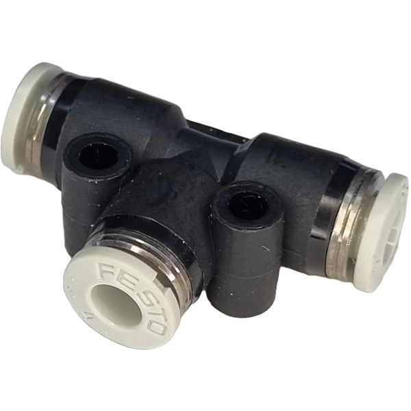 união rápida com entrada em T, conector push-in em T, conector pneumático em T, conexão para ar comprimido em T, conexão instantânea em T, conexão tipo T, engate em T, engate rápido em T, conexão T igual