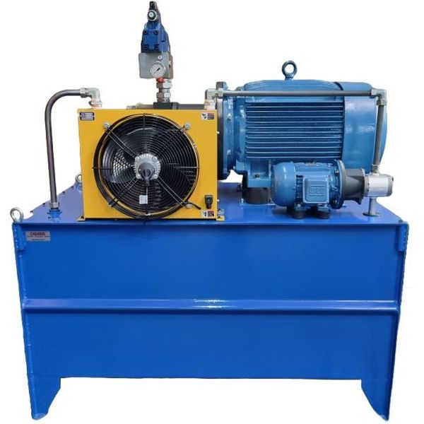 Unidade hidráulica composta de motor elétrico 60CV,  motor elétrico 2CV, reservatório 840 litros, bomba hidráulica, resfriador de óleo com ventoinha, manômetro