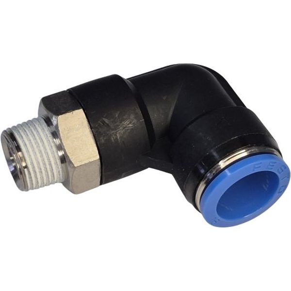 cotovelo para ar comprimido, conexão pneumática, união rápida roscada em L, conexão tipo L, conexão cotovelo, conexão com revestimento na rosca, cotovelo para tubo pneumático, cotovelo para mangueira de ar