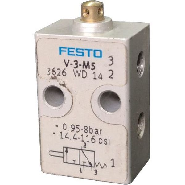 válvula mini, mini válvula, microválvula, válvula com conexões pneumáticas M5, válvula com acionamento manual