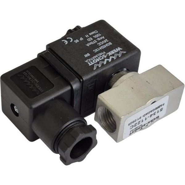 Válvula mini duas vias, solenóide24VCC com plugue, rosca conexão fêmea