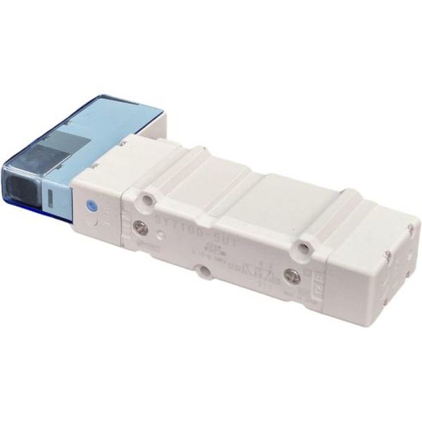 Válvula solenoide polar com supressor de tensão/luz, porta de 3/8 pol., pressão de 0,1 a 0,7 MPa, 2 posições