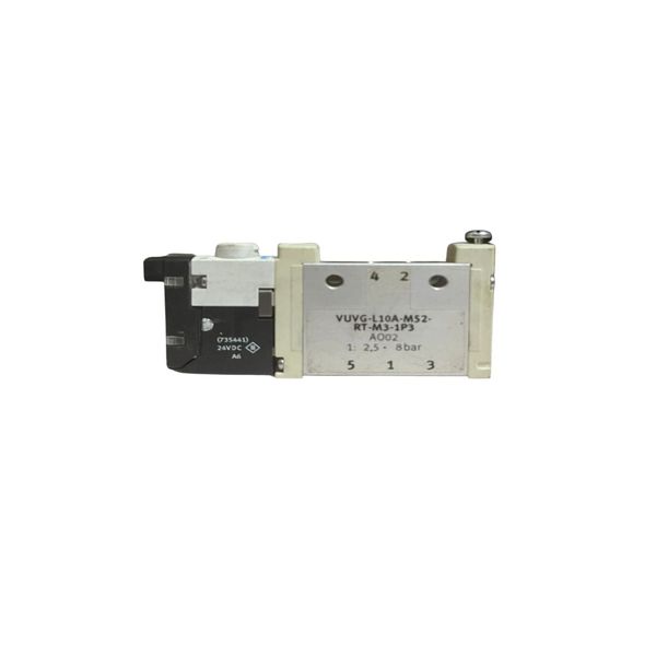 Válvula solenoide direcional 5/2 monostável, acionada por solenoide único, com retorno por mola pneumática/mecânica - FESTO