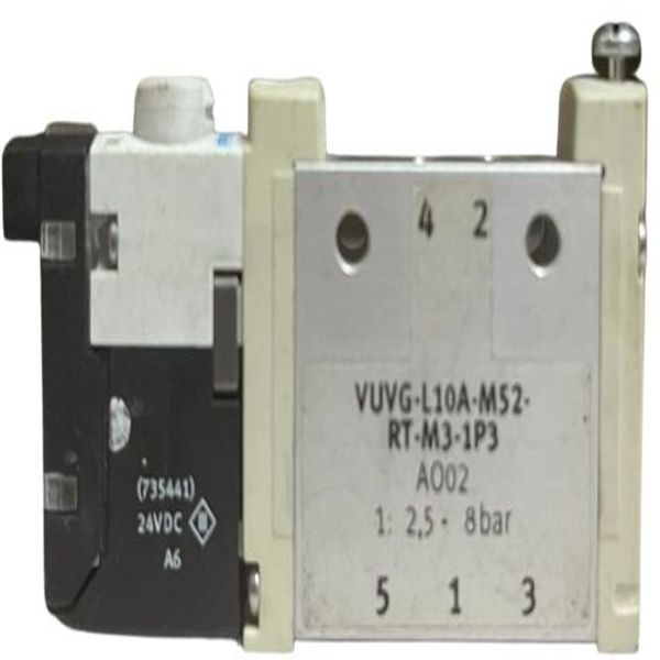 Válvula solenoide direcional 5/2 monostável, acionada por solenoide único, com retorno por mola pneumática/mecânica - FESTO