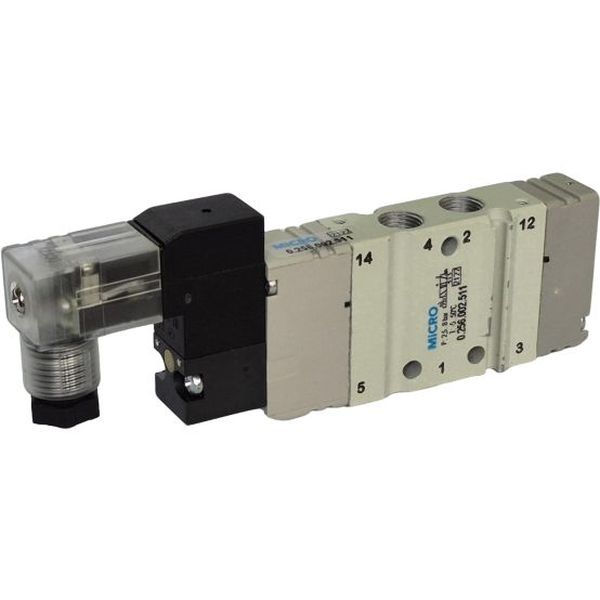 Série VM15 GM 1/8, 5/2, comando elétrico, reação por mola, conexão rosca 1/8, fluido ar comprimido filtrado / gases inertes, vazão nominal 700 l/min, corpo alumínio, vedações NBR