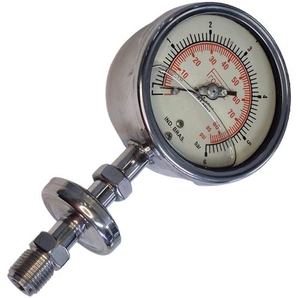 saída por baixo, conexão rosca 1/2, com glicerina, mostrador 100mm