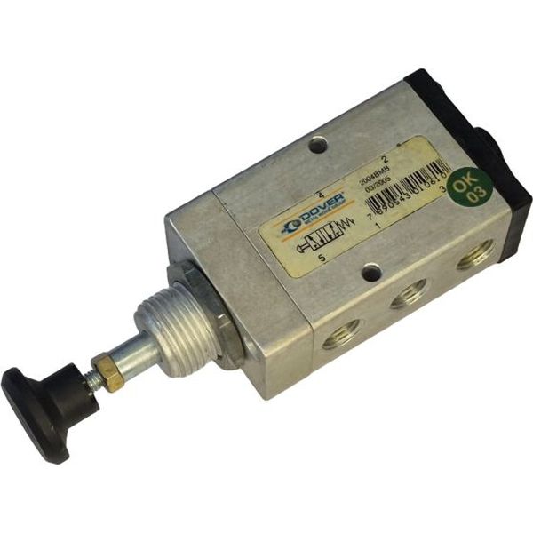 5 vias / 2 posições, acionamento botão / retorno mola, corpo metal, fluido ar comprimido