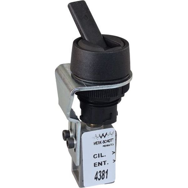 Série 4000, 3/2 vias, conexão M5, atuador alavanca longa / retorno trava, vazão 119 l/min, pressão de trabalho 0-8,5bar, fluido ar comprimido, corpo alumínio, vedações Buna-N