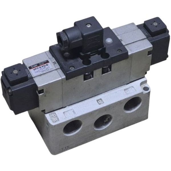 válvula descontinuada pelo fabricante, 5 pórticos, 2 posições, montagem sobre base, duplo solenóide, ligação elétrica conector DIN, fluido ar