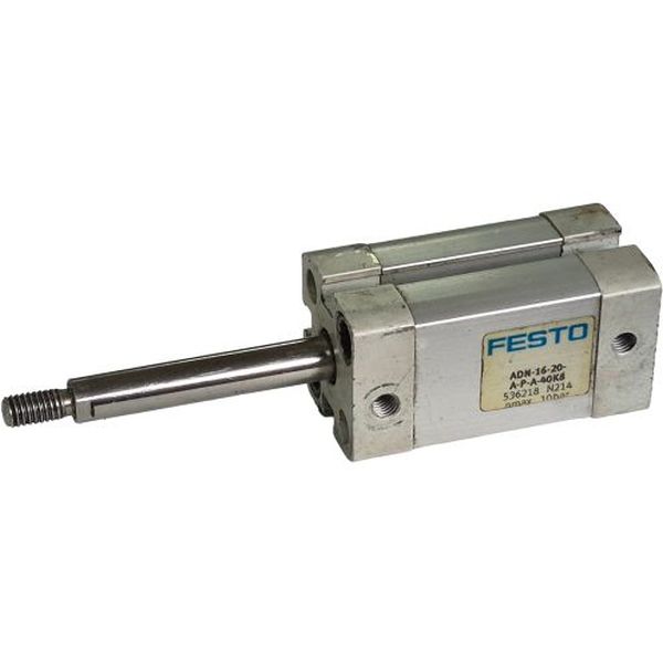 cilindro compacto, dupla ação, ISO21287, diâmetro 16mm, curso 20mm, rosca externa,  anéis/placas de amortecimento elásticos nas posições finaisl, detecção de posição