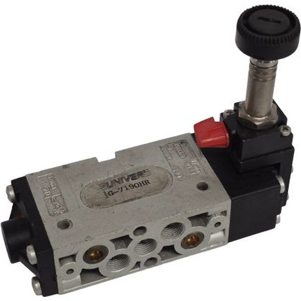 5/2 vias, atuação solenóide/ retorno mola, pressão 10bar, vazão 1080l/min, temperatura -10~50oC