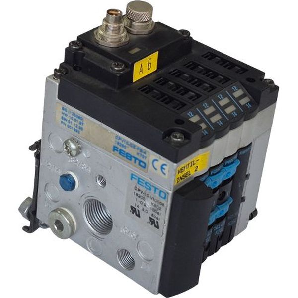 com suportes para fixação, tamanho 10, pressão operacional -0,9...10bar, temperatura ambiente -5...50oC, meio de operação ar comprimido, corpo das válvulas alumínio, vedações HNBR / NBR.