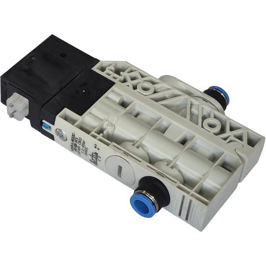 3/2 vias, monostável, acionamento elétrico, voltagem 24VDC, corpo de plástico