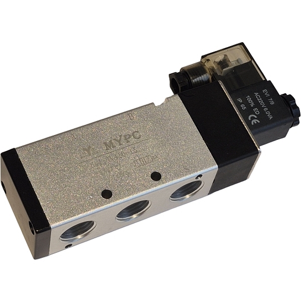 5/2 vias, conexão 1/2, simples solenóide, 220VAC 6,0VA, pressão 0~0,8MPa