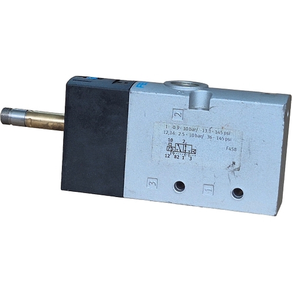 3/2 vias, conexões G1/8, acionamento elétrico / retorno mola pneumática, pressão máxima 10bar