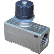 regulador de fluxo pneumático, regulador de fluxo de ar, válvula controle de fluxo, válvula controladora de fluxo, válvula passagem de fluxo, válvula de estrangulamento, válvula pneumática, válvula para ar comprimido, regulador de fluxo em linha, regulador de fluxo de linha, regulador de vazão, válvula auxiliar de controle de vazão, reguladora de fluxo
