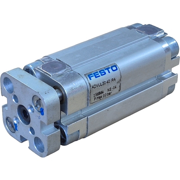 cilindro compacto, antigiro com elemento de fixação, diâmetro 20mm, curso 40mm, anéis/placas de amortecimento elástico nas posições finais de curso, detecção de posição