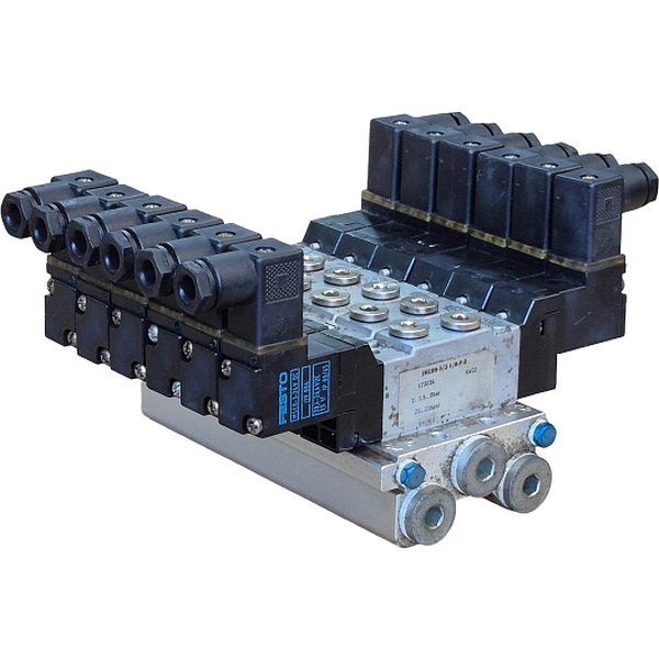 5/2 vias, conexão rosca 1/8, duplo solenóide, tensão 24VDC, pressão 1,5~8bar, com bloco manifold