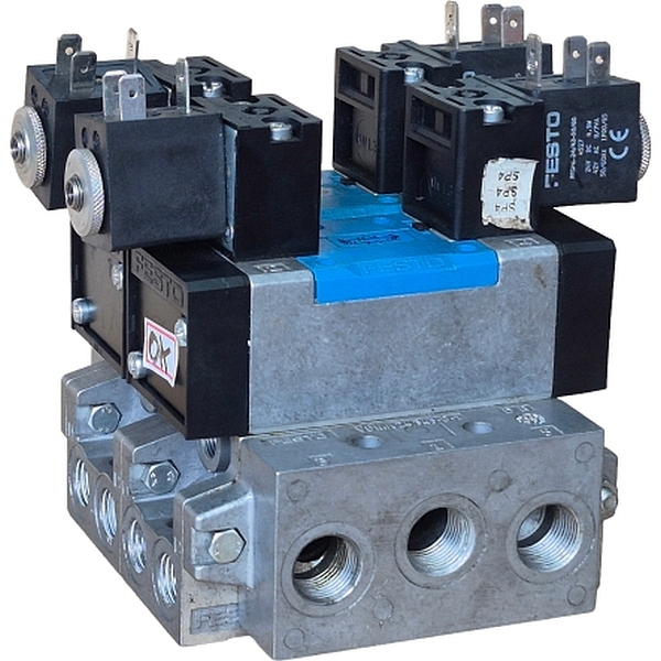 5/3 vias, montagem sub-base tamanho 1, vazão 1200 l/min, duplo solenóide, pressão operacional 3...10bar, meio ar comprimido, corpo alumínio, vedações HNBR / NBR