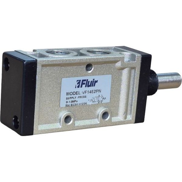 5/2 vias, conexão rosca 1/4, acionamento solenóide, retorno mola, pressão 0~1,0MPa, fluido ar comprimido