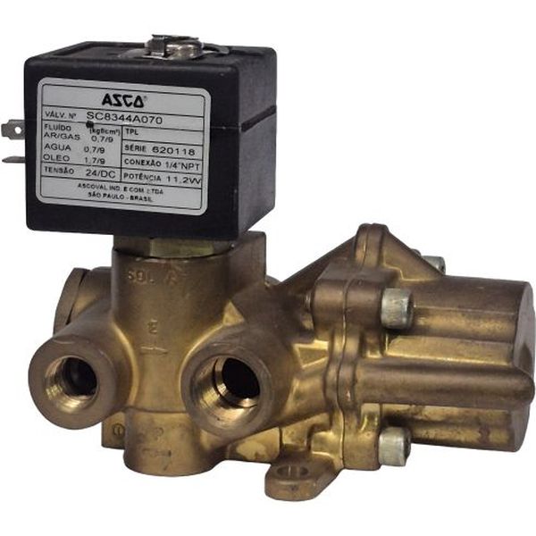 conexão rosca 1/4npt, bobina 24VDC / 11.2Watts, fluidos ar / gás / água / óleo
