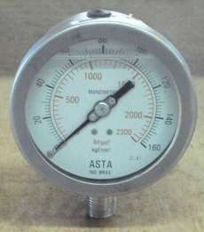 Manômetro ASTA 2300lbf/pol2 160Kgf/cm2 com glicerina Manômetro ASTA 2300lbf/pol2 160Kgf/cm2 com glicerina