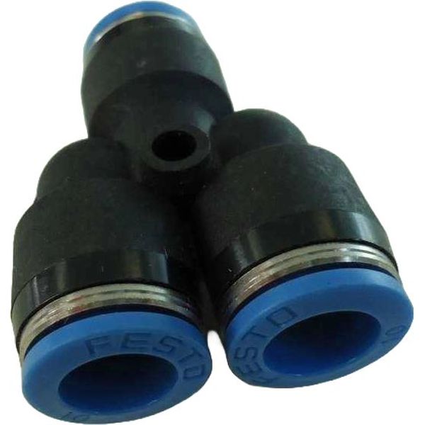 união rápida com entrada em Y, conexão em Y, conector pneumático, conector instantâneo, conexão push-pull. conexão tipo Y, conexão instantânea, conexão para ar comprimido