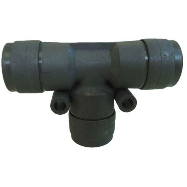 união rápida com entrada em T, conector push-in em T, conector pneumático em T, conexão para ar comprimido em T, conexão instantânea em T, conexão tipo T, engate em T