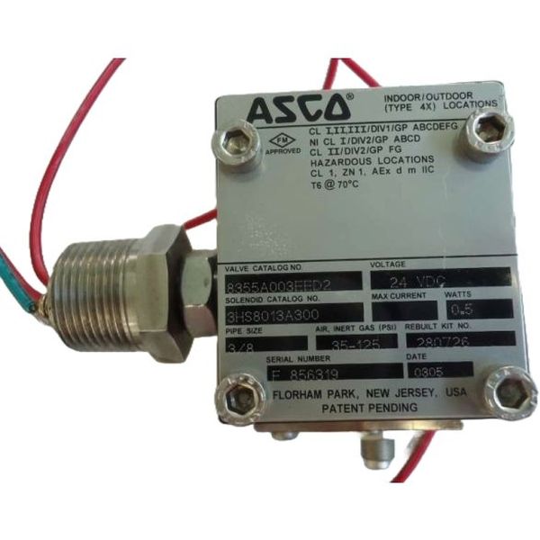 marca: ASCO <br />
modelo: 8355A003EED2 24VDC <br />
estado: nunca foi utilizada