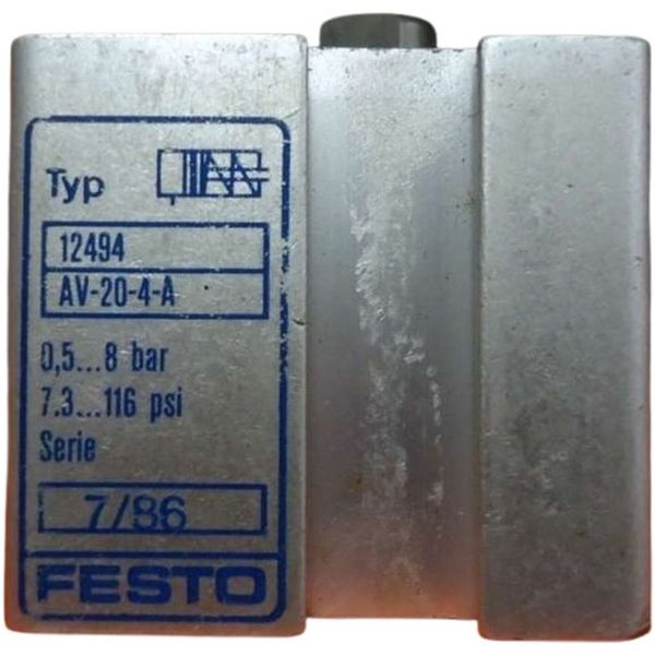 marca: FESTO <br/>
modelo: AV204A 12494 20X4 <br/>
estado: seminovo