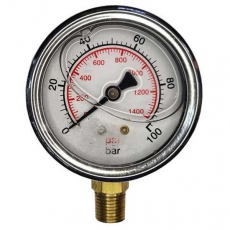 Manômetro GALLEYHILL GA1005MRL100 1400psi 100bar com glicerina Manômetro GALLEYHILL GA1005MRL100 1400psi 100bar com glicerina