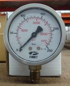 Manômetro FIMET 3500psi 250bar saÃda por baixo usado Manômetro FIMET 3500psi 250bar saÃda por baixo usado