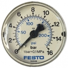 Manômetro  FESTO 162839 MA-50-16-1/4-EN 230psi 16bar usado Manômetro  FESTO 162839 MA-50-16-1/4-EN 230psi 16bar usado