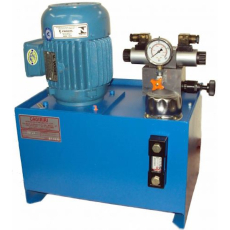 motor trifásico 1,5 HP

válvula hidráulica direcional

válvula reguladora de pressão

bomba hidráulica de engrenagem

manometro

bloco manifold

bocal de enchimento

visor de nível

reservatório 20 litros
