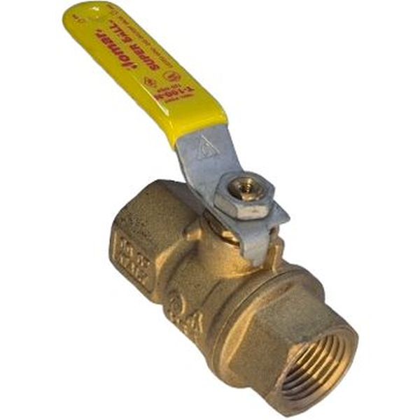 Válvula esfera JOMAR T100N super ball conexão 1/2 polegada, corpo latão, alavanca amarela, fabricação Itália