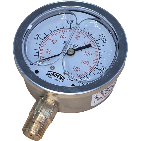 saída por baixo, conexão 1/4NPT, com glicerina, mostrador 63mm, caixa aço inoxidável