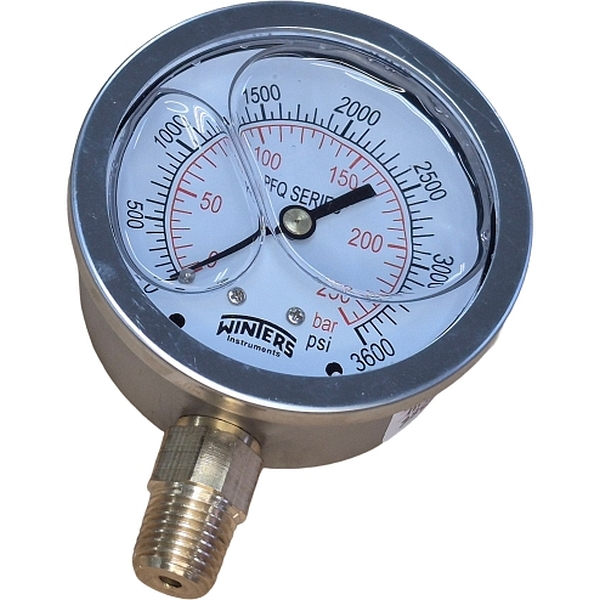 saída por baixo, conexão 1/4NPT, com glicerina, mostrador 63mm, caixa aço inoxidável
